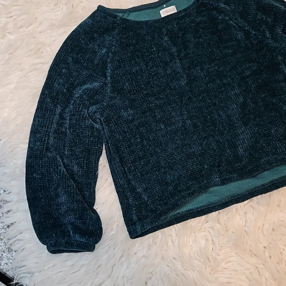 Gymboree Girls Dark Green Chenille Ribbed Sweater